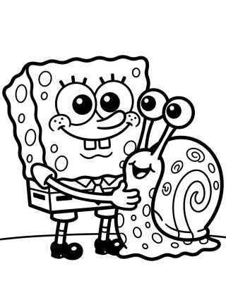 Desenho de Gary e Bob Esponja Amigos para colorir e imprimir grátis