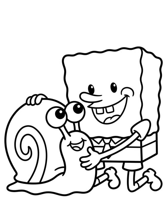 Gary o Caracol com Bob Esponja para colorir Desenho de Gary o Caracol com Bob Esponja para colorir e imprimir grátis
