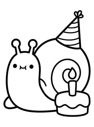 Desenho de Gary o Caracol com Chapéu de Aniversário para colorir e imprimir grátis