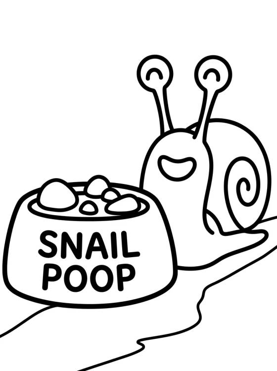 Desenho de Gary o Caracol Comendo Comida de Caracol para colorir e imprimir grátis