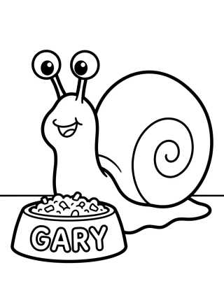 Desenho de Gary o Caracol Comendo Comida de Caracol para colorir e imprimir grátis