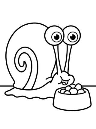Desenho de Gary o Caracol Comendo Ração para colorir e imprimir grátis