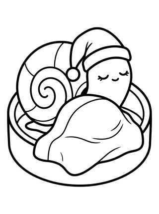 Desenho de Gary o Caracol Dormindo Fofo para colorir e imprimir grátis
