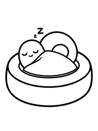 Desenho de Gary o Caracol Dormindo na Cama para colorir e imprimir grátis