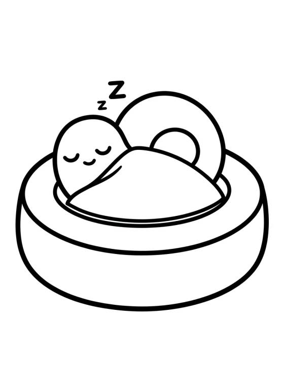 Desenho de Gary o Caracol Dormindo na Cama para colorir e imprimir grátis