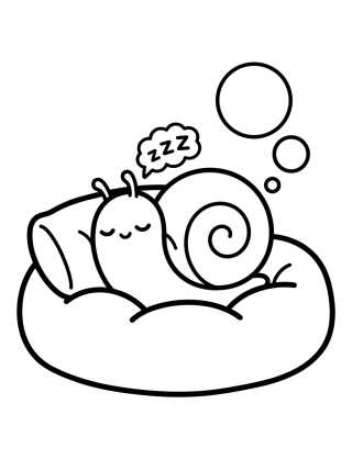 Desenho de Gary o Caracol Fofo Dormindo para colorir e imprimir grátis