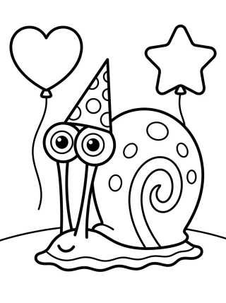 Desenho de Gary Usando Chapéu de Aniversário para colorir e imprimir grátis