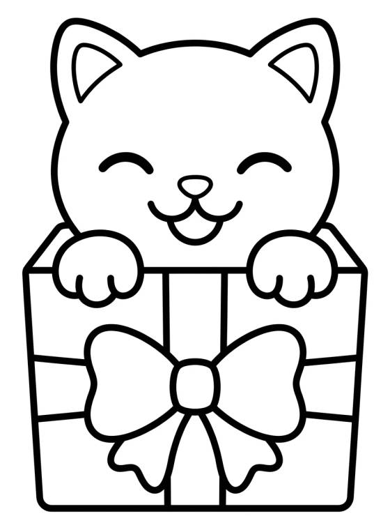 Desenho de Gatinho na Caixa de Papelão para colorir e imprimir grátis