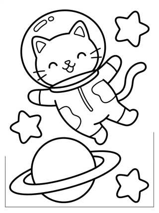 Gato Astronauta no Espaço para colorir Desenho de Gato Astronauta no Espaço para colorir e imprimir grátis