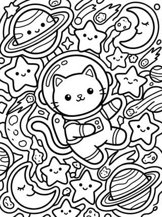Gato Astronauta no Espaço para colorir Desenho de Gato Astronauta no Espaço para colorir e imprimir grátis