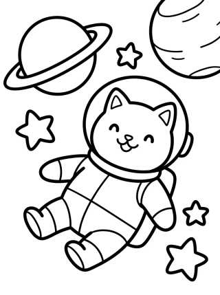 Gato Astronauta no Espaço Sideral para colorir Desenho de Gato Astronauta no Espaço Sideral para colorir e imprimir grátis