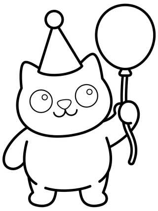 Gato Fofo em Festa de Aniversário para colorir Desenho de Gato Fofo em Festa de Aniversário para colorir e imprimir grátis