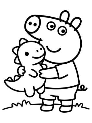 George Pig Abraçando seu Dinossauro para colorir Desenho de George Pig Abraçando seu Dinossauro para colorir e imprimir grátis