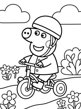 George Pig Andando de Triciclo para colorir Desenho de George Pig Andando de Triciclo para colorir e imprimir grátis