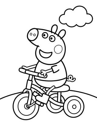 Desenho de George Pig Andando de Triciclo para colorir e imprimir grátis