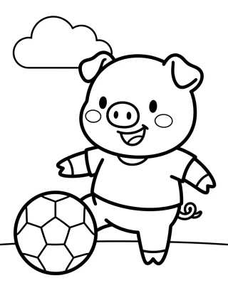 Desenho de George Pig Brincando de Bola para colorir e imprimir grátis