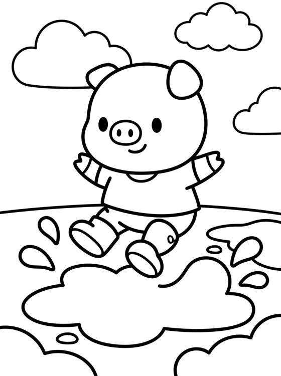 Desenho de George Pig Brincando nas Poças de Lama para colorir e imprimir grátis