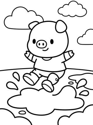 George Pig Brincando nas Poças de Lama para colorir Desenho de George Pig Brincando nas Poças de Lama para colorir e imprimir grátis
