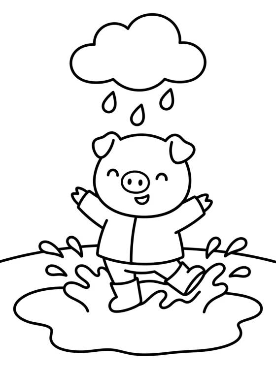 Desenho de George Pig Brincando nas Poças de Lama para colorir e imprimir grátis