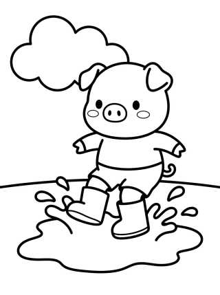 Desenho de George Pig Brincando nas Poças de Lama para colorir e imprimir grátis
