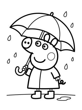 Desenho de George Pig com Guarda-Chuva para colorir e imprimir grátis