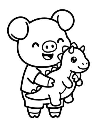 George Pig com Seu Dinossauro para colorir Desenho de George Pig com Seu Dinossauro para colorir e imprimir grátis