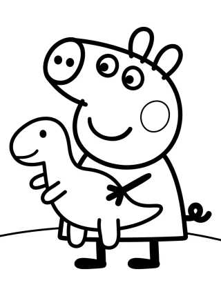 Desenho de George Pig com seu Dinossauro de Brinquedo para colorir e imprimir grátis