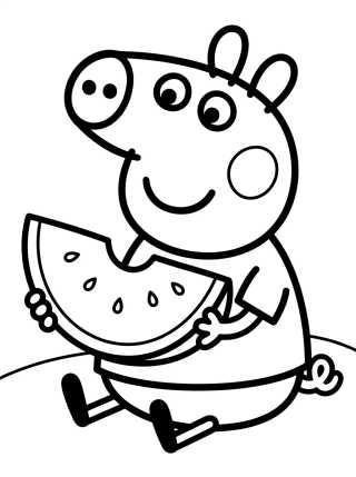 George Pig Comendo Melancia para colorir Desenho de George Pig Comendo Melancia para colorir e imprimir grátis