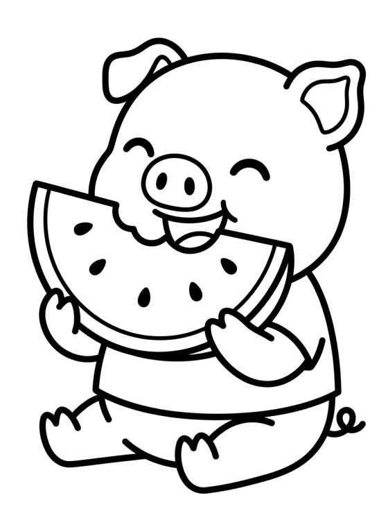 Desenho de George Pig Comendo Melancia para colorir e imprimir grátis