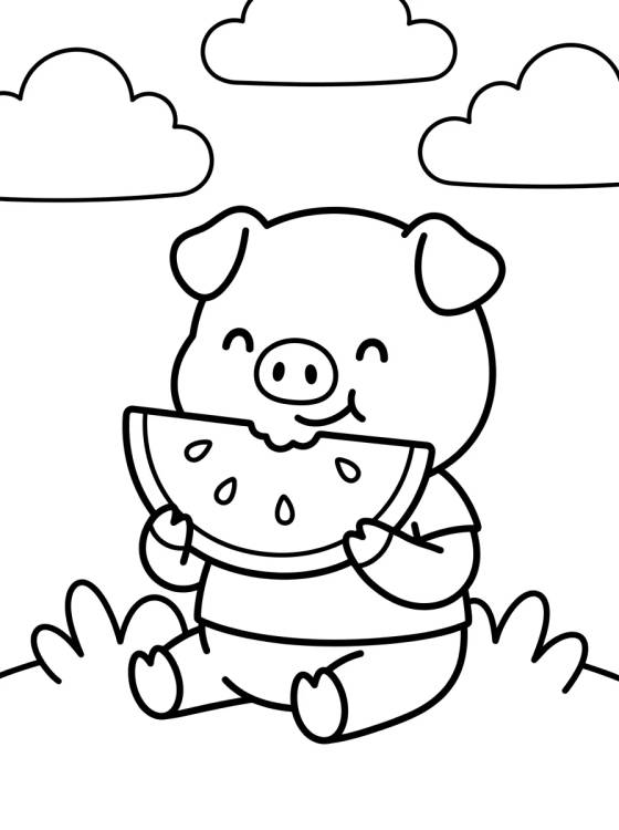 George Pig Comendo Melancia para colorir Desenho de George Pig Comendo Melancia para colorir e imprimir grátis