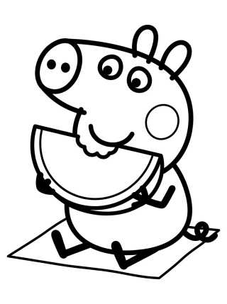 George Pig Comendo Melancia para colorir Desenho de George Pig Comendo Melancia para colorir e imprimir grátis