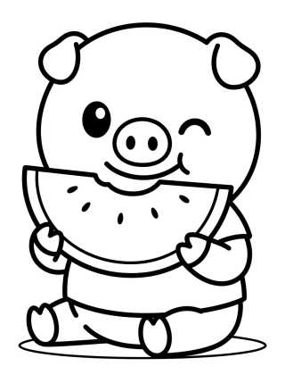 George Pig Comendo Melancia para colorir Desenho de George Pig Comendo Melancia para colorir e imprimir grátis