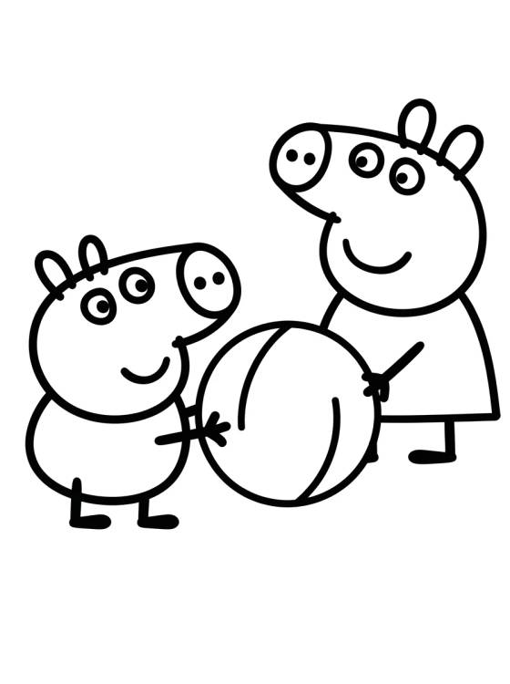 George Pig e Peppa Pig Brincando para colorir Desenho de George Pig e Peppa Pig Brincando para colorir e imprimir grátis