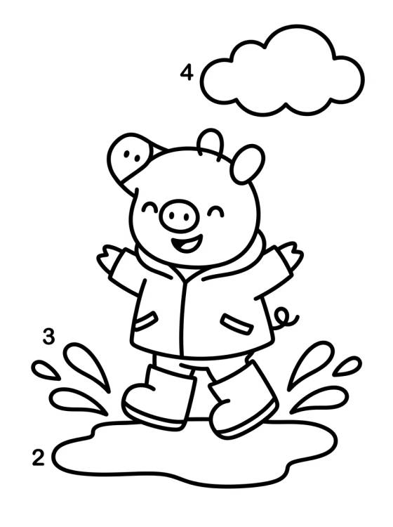 Desenho de George Pig Pulando em Poças de Lama para colorir e imprimir grátis