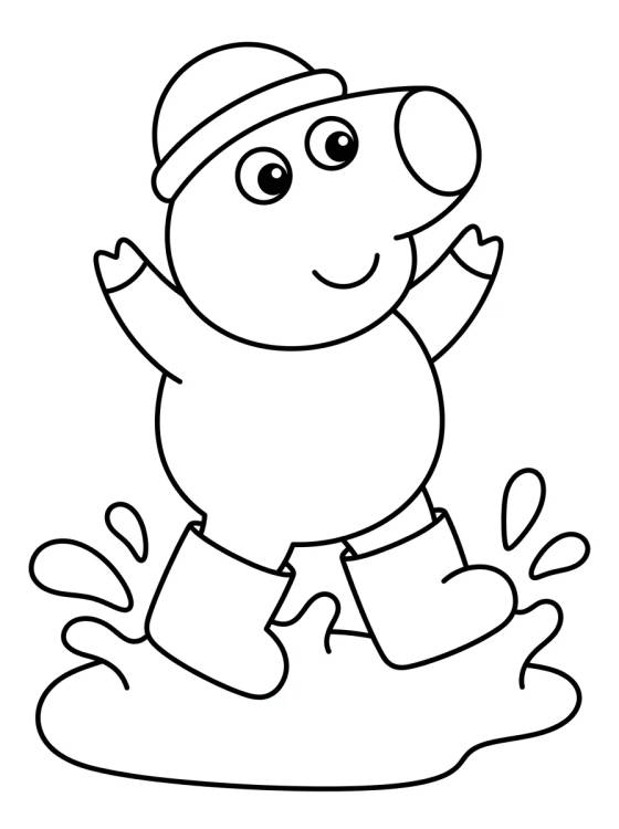 Desenho de George Pig Pulando na Poça de Lama para colorir e imprimir grátis