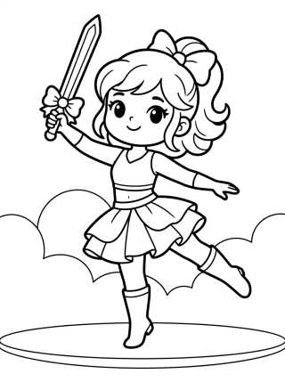 Desenho de Dançarina Guerreira com Espada de Luz para colorir e imprimir grátis
