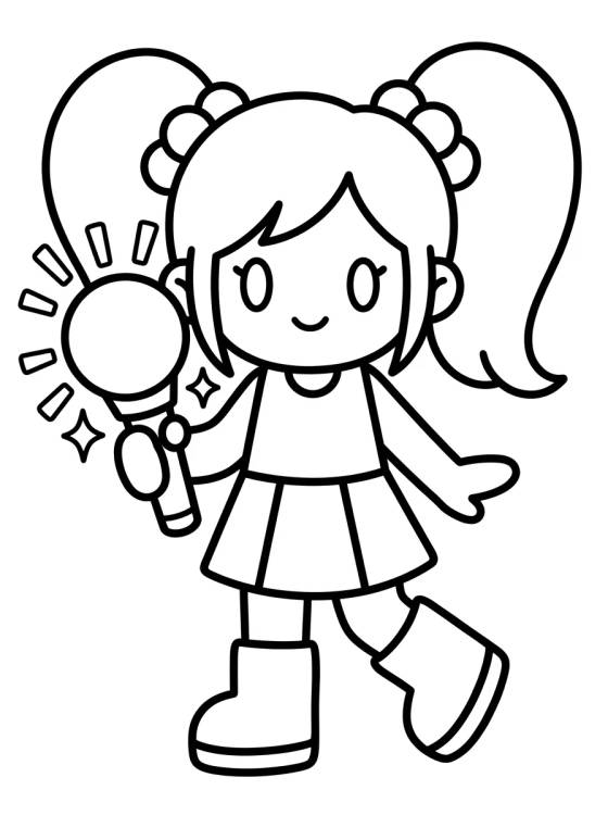 Dançarina K-Pop com Bastão de Luz para colorir Desenho de Dançarina K-Pop com Bastão de Luz para colorir e imprimir grátis