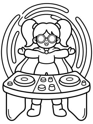 Desenho de DJ Guerreira K-Pop Protetora para colorir e imprimir grátis