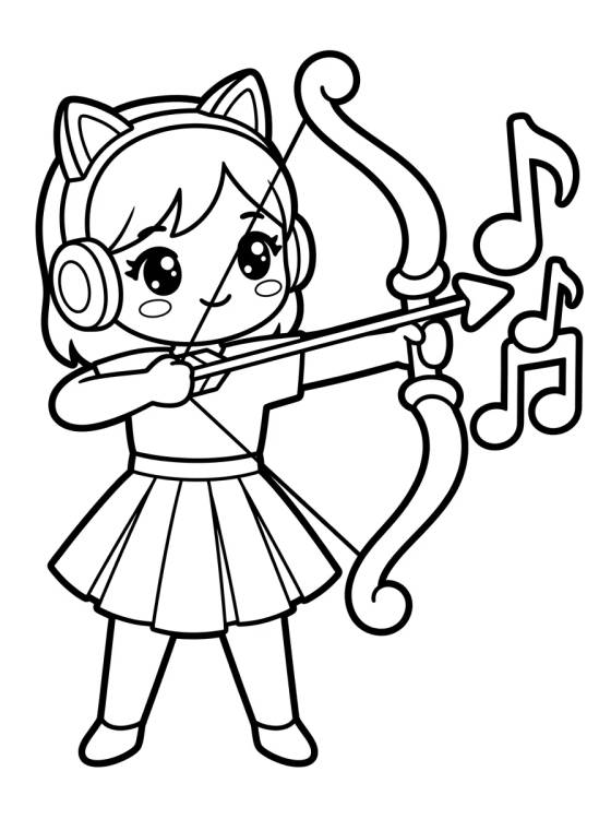 Desenho de Guerreira K-Pop Arqueira Estilosa para colorir e imprimir grátis