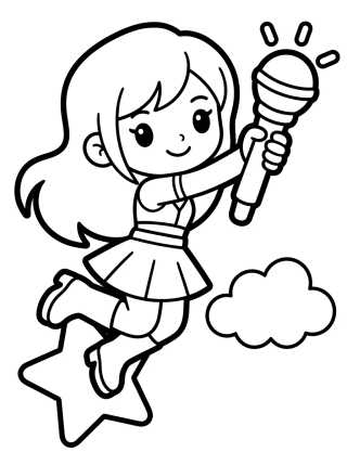 Desenho de Guerreira K-Pop com Bastão Mágico para colorir e imprimir grátis