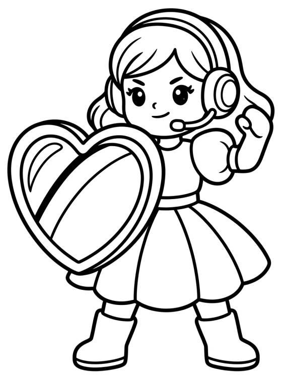 Guerreira K-Pop com Escudo em Forma de Coração para colorir Desenho de Guerreira K-Pop com Escudo em Forma de Coração para colorir e imprimir grátis