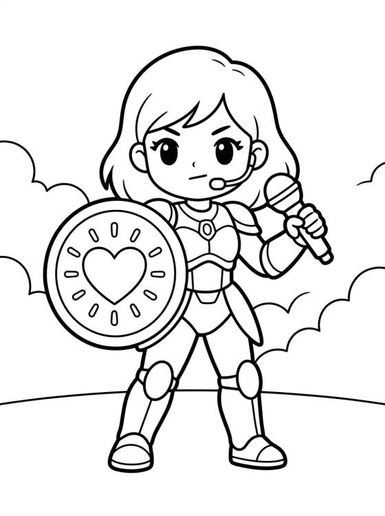Guerreira K-Pop Defendendo o Palco para colorir Desenho de Guerreira K-Pop Defendendo o Palco para colorir e imprimir grátis