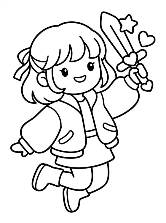 Líder K-Pop com Microfone Espada para colorir Desenho de Líder K-Pop com Microfone Espada para colorir e imprimir grátis