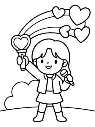 Desenho de Líder K-Pop Lançando Poder de Corações para colorir e imprimir grátis