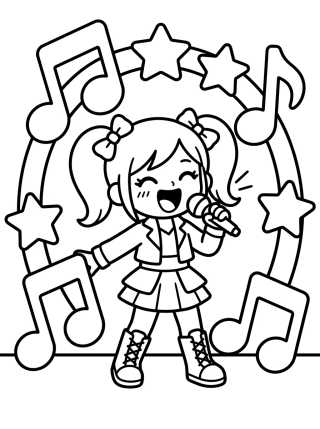 Desenho de Vocalista K-Pop Lançando Escudo de Som para colorir e imprimir grátis