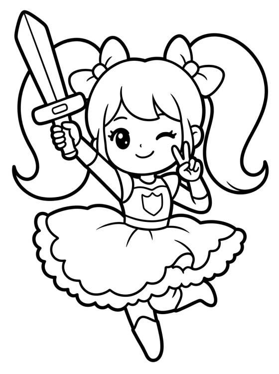 Guerreira K-Pop Dançarina com Bastão de Luz para colorir Desenho de Guerreira K-Pop Dançarina com Bastão de Luz para colorir e imprimir grátis