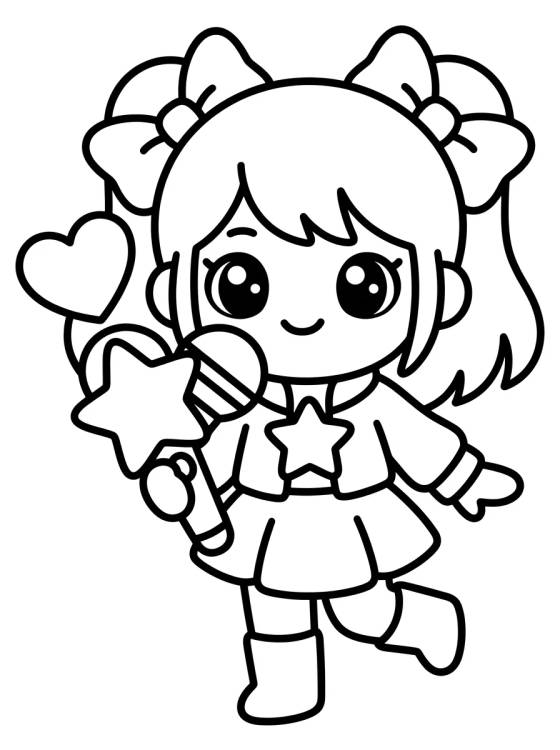 Desenho de Guerreira K-Pop do Microfone Mágico para colorir e imprimir grátis