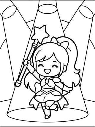 Dançarina Guerreira com Bastão Mágico para colorir Desenho de Dançarina Guerreira com Bastão Mágico para colorir e imprimir grátis