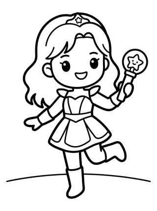 Desenho de Guerreira K-Pop Dançando com Bastão de Luz para colorir e imprimir grátis