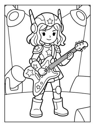 Desenho de Guitarrista com Armadura Estelar para colorir e imprimir grátis